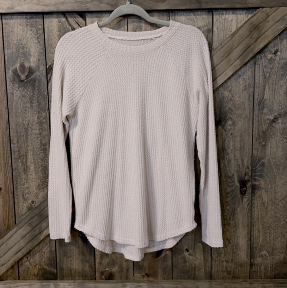 American Eagle Womens Waffle Knit Texture Long Sleeve Shirt Size Small
